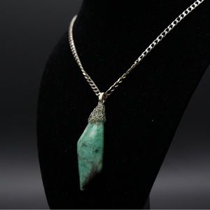 Raw Emerald Pendant . 
-950 Silver Mompox Filigree.  Raw Emerald.